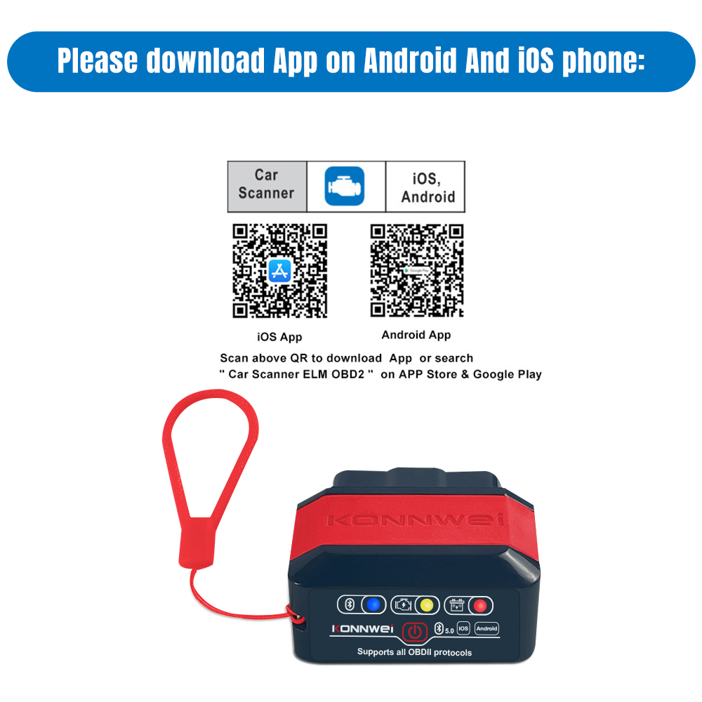 Универсальный автомобильный сканер OBD2 Konnwei KW905 для Android и iOS