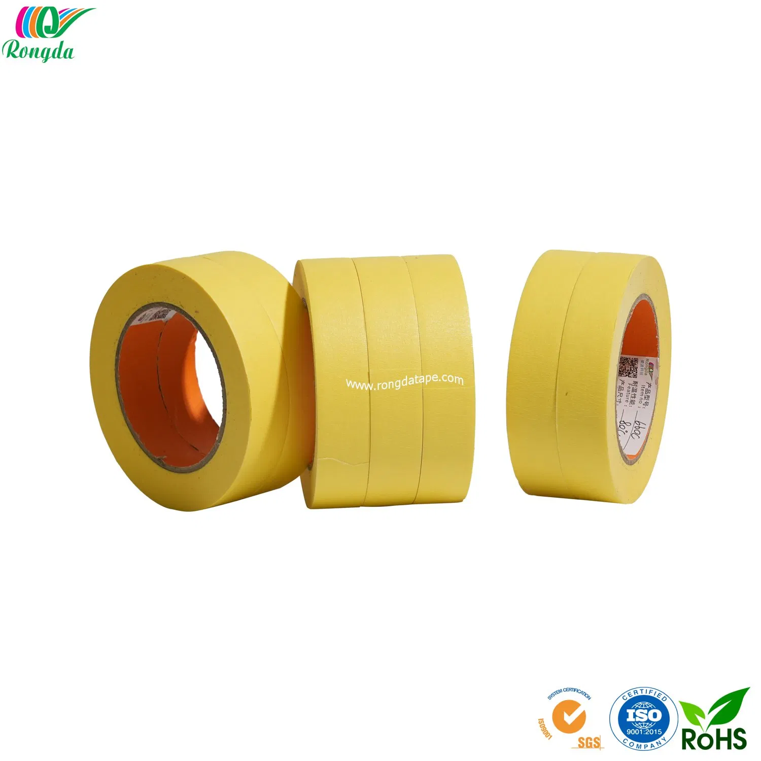 Automotive Masking Tape Natural Rubber Yellow