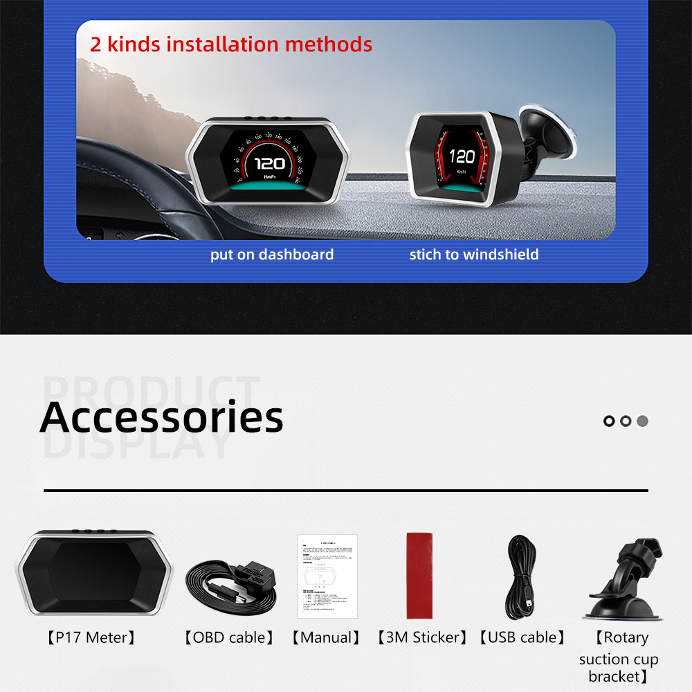 Автомобильный диагностический сканер OBD2 P17 с GPS и HUD-дисплеем