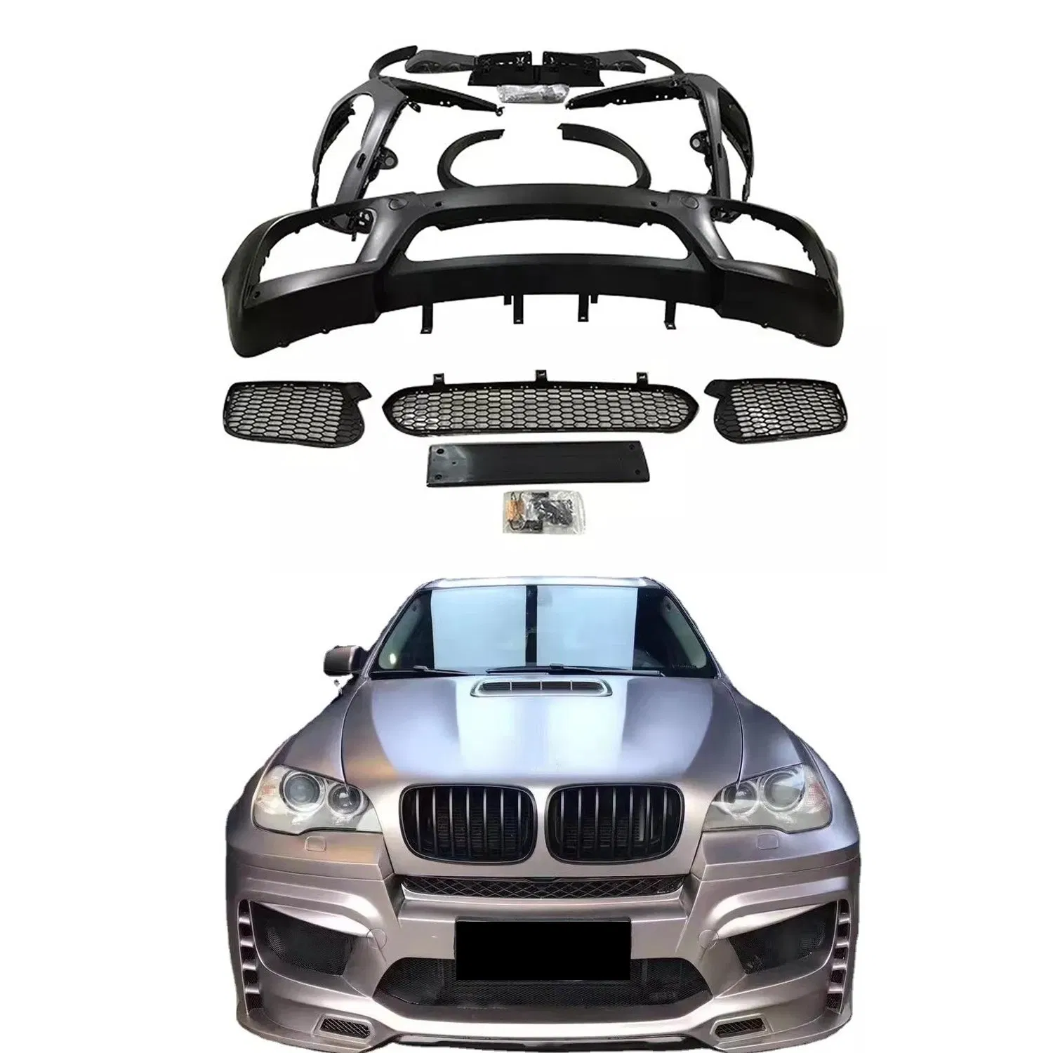 High Quality Fit for 2008-2013 BMW E70 X5 Upgrade to X5m Style Bodykit Include Front Rear Bumper Side Skirt Wheel Brow Fender