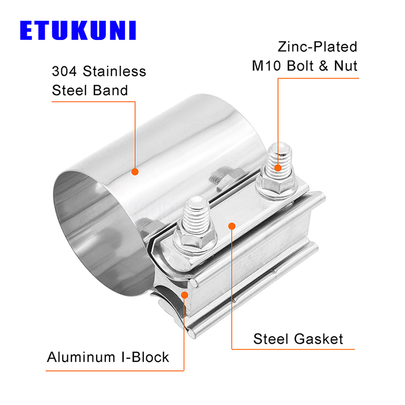 High-Strength Stainless Steel Car Exhaust Pipe Clip Muffler Sleeve Adjustable Auto Duct Hose Clamp Fasteners