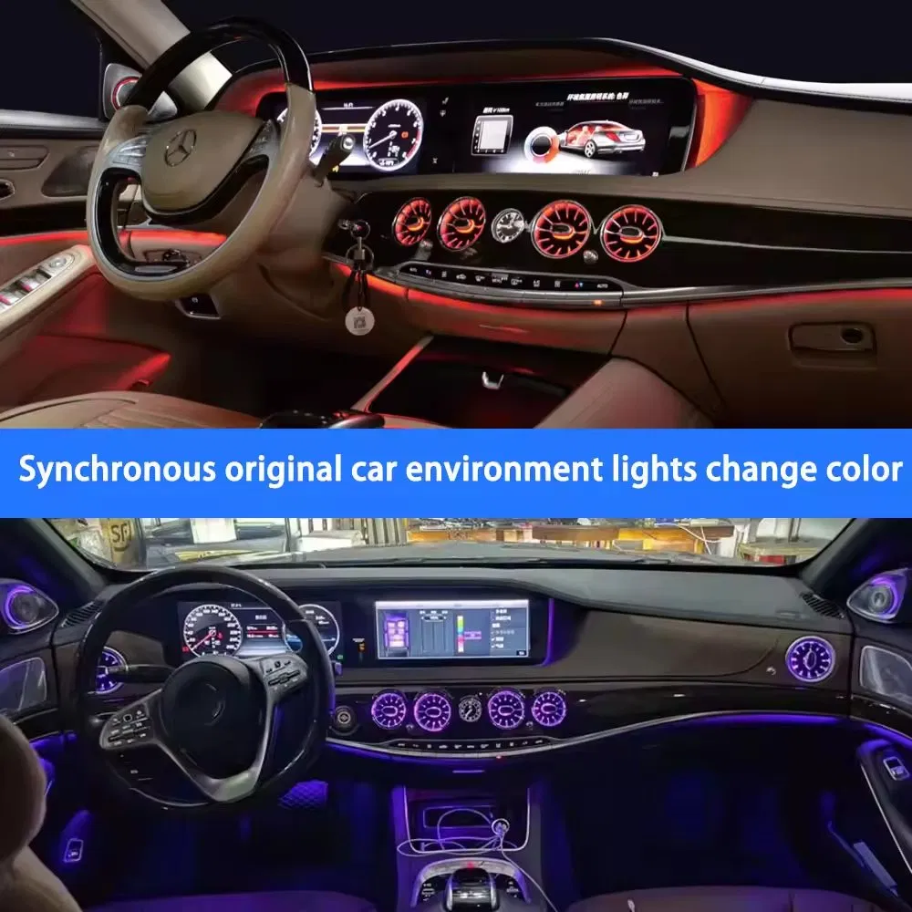 Car Ambient Light for Mercedes Benz Old a/B/Cla/Gla Class Interior LED Car Lights 64 Colors Turbine Air Outlet Light