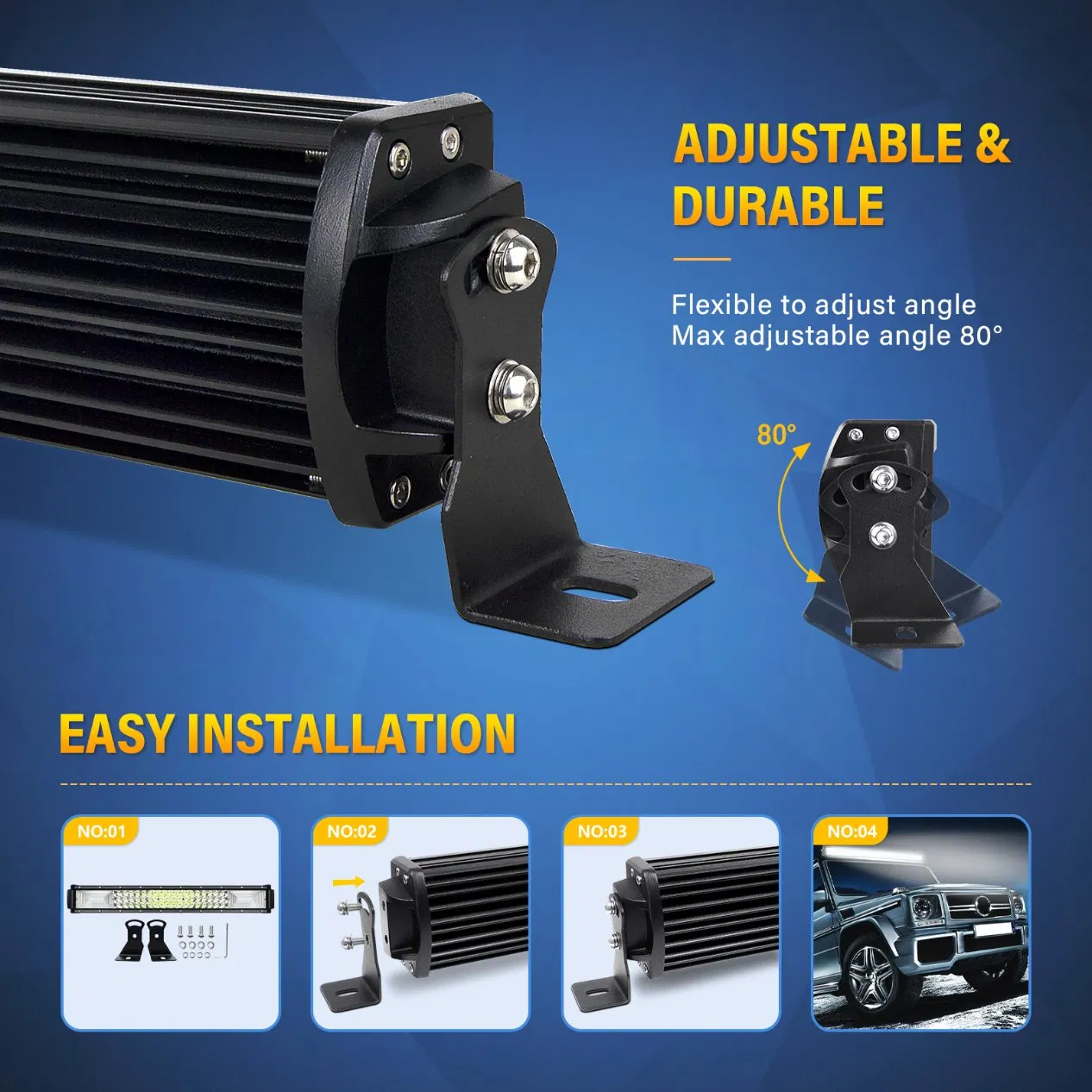 Car Accessories Car Light Straight Triple Row 7D Lens Spot Flood Combo Beam LED Light Bar with Dt-Wired for Marine Truck ATV 4X4 UTV