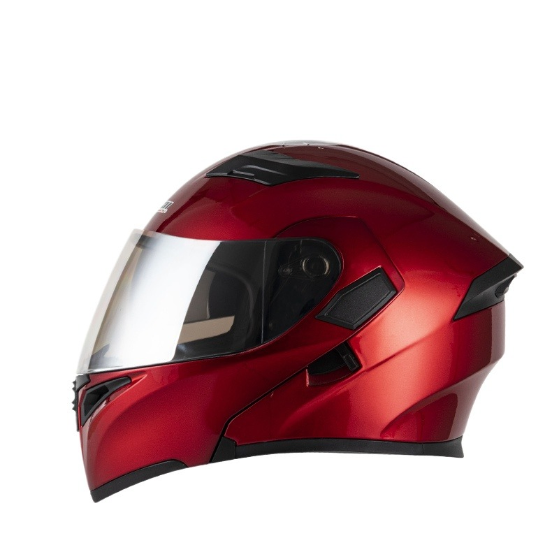 Factory Price Newly Designed ABS Motorcycle Helmet Flip-up Helmet Jk902 Red with DOT and ECE Certifications.
