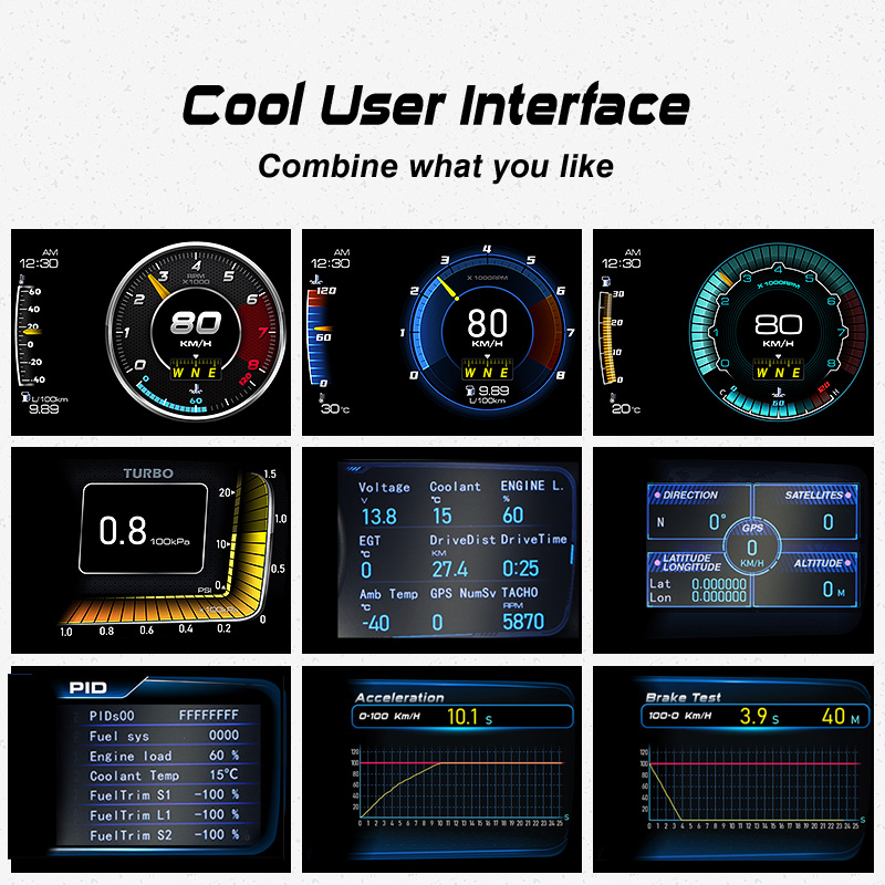 Автомобильный HUD-дисплей OBD2 с GPS, спидометром и диагностикой