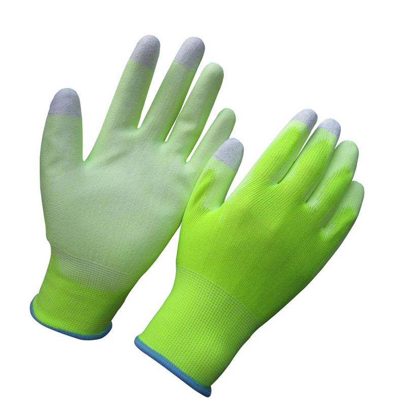 Grey PU Gloves Palm Coated Safety Work Glove China Manufacturer
