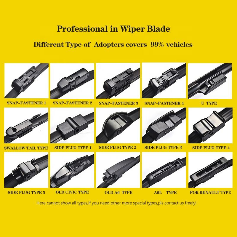 High Quality Auto Windshield Wiper Silicone Universal Soft Rubber J U Hook Quite Windscreen Car Wiper Blades