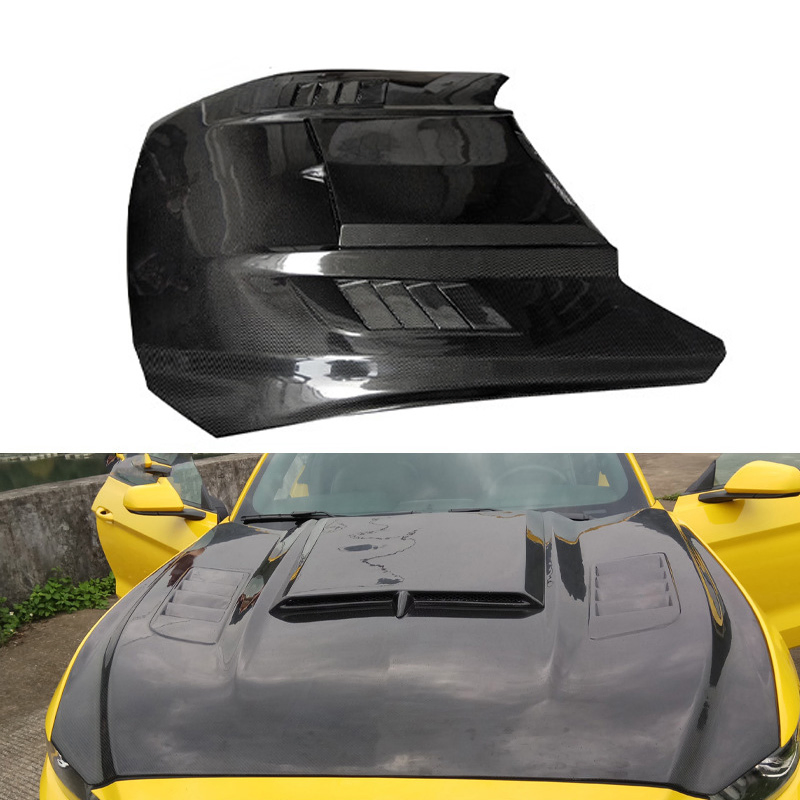 Car Carbon Fiber Fibre Front Bonnet Engine Hood Vented for Ford Mustang 2015-2017