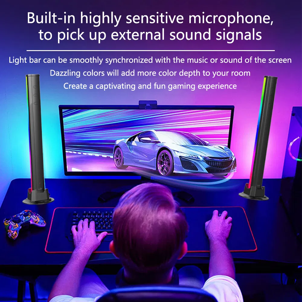 APP Bluetooth Pickup Light Voice Control Creative RGB Induction Light LED Music USB Rhythm Desktop LED Atmosphere Light Bar
