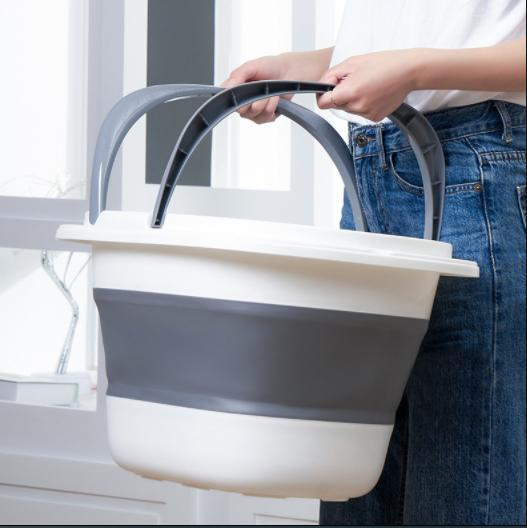 5L Collapsible Bucket with Lid Folding Basket Outdoor