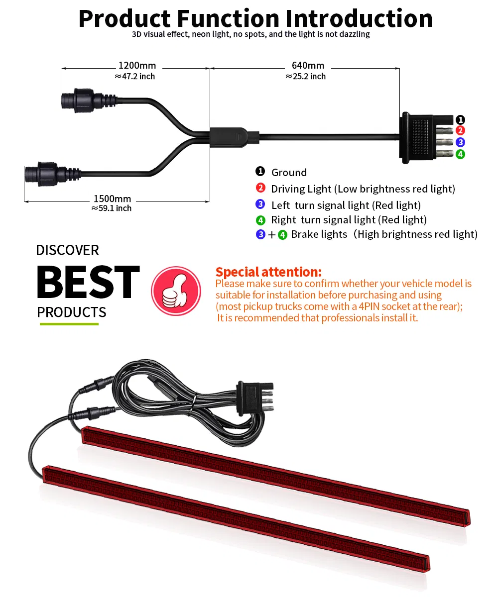 Challenger Red & Yellow LED Tail Light for Trailer Vehicles 12V/24V Turn Signal Brake Truck Body Accessories