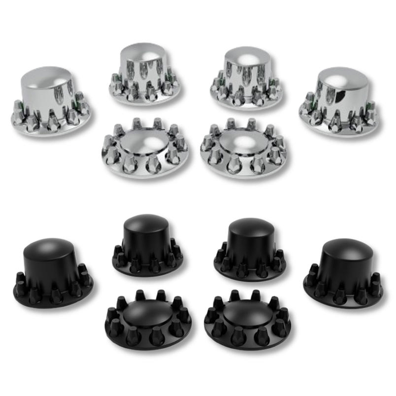 Axle Wheel Covers with 33mm Thread-on Lug Nuts for Truck Trailer Bus