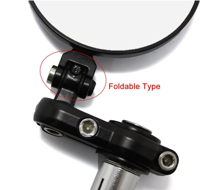Motorcycle Round Folding Handlebar End Mirrors Motorbike Black Rearview Glass Side Mirror