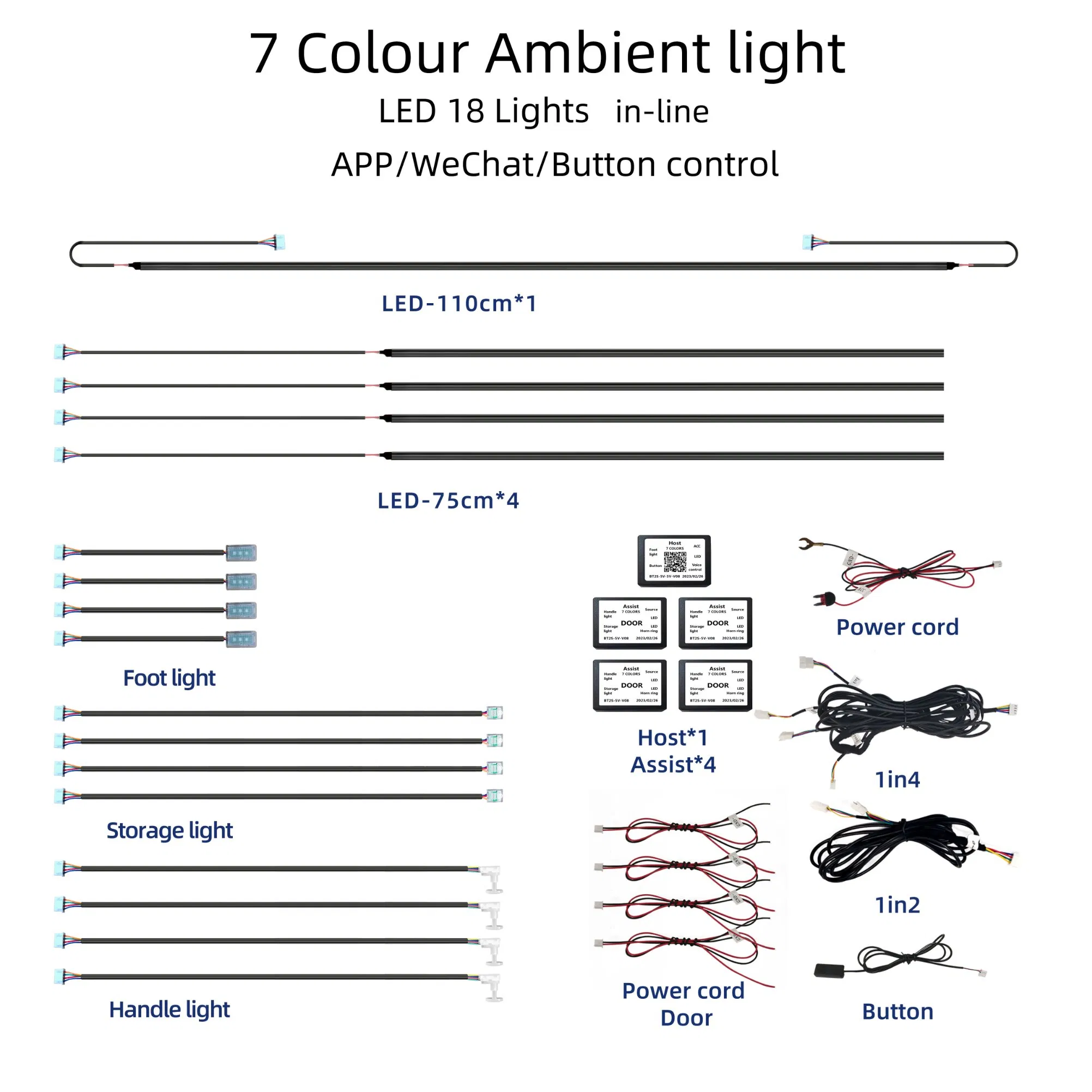 Светодиодная подсветка салона автомобиля Tk-Yb, 64 цвета