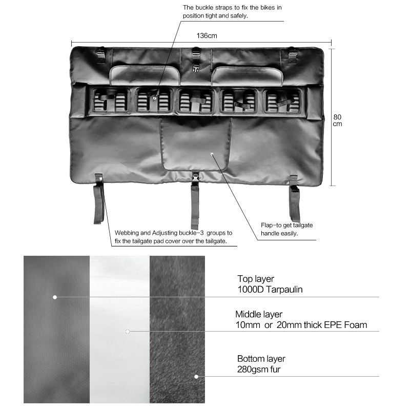 Durable Tailgate Protection Pad for Trucks and Bikes Bicycle Carrier Pad