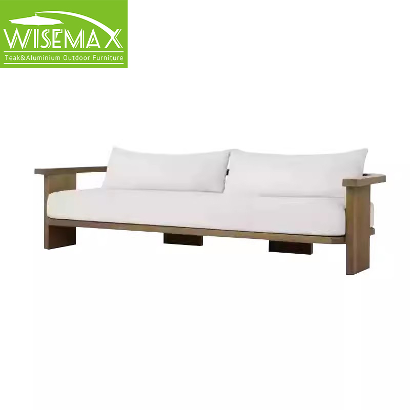 WISEMAX уличный модульный диван из цельного тикового дерева с водонепроницаемыми подушками, 3-местный