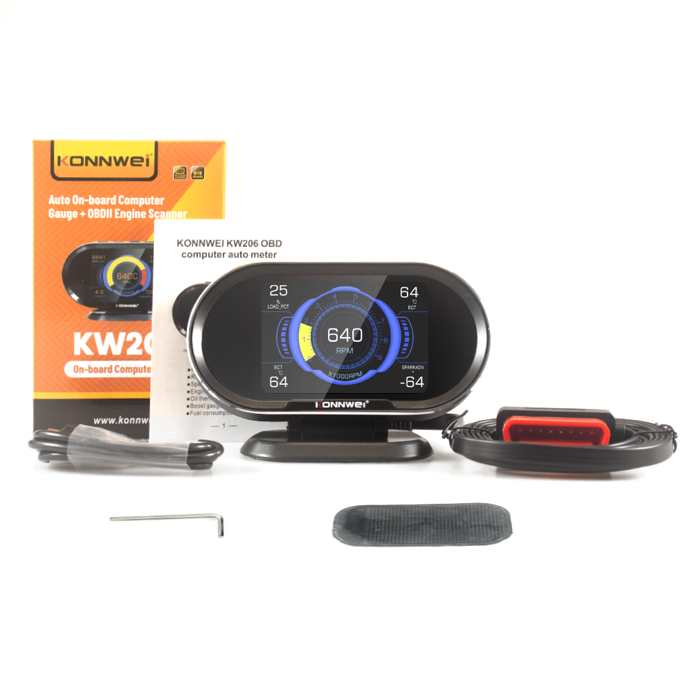 Цифровой датчик температуры и скорости Konnwei KW206 HUD OBD