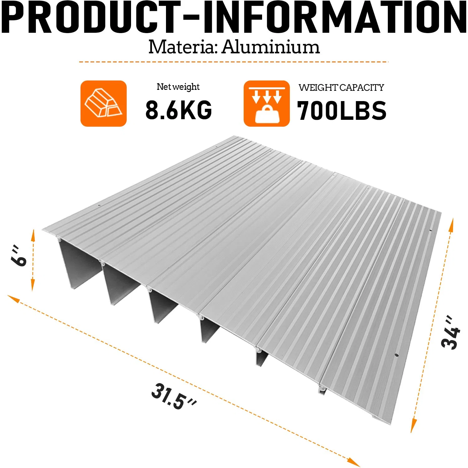 Aluminum Threshold Ramp for Wheelchairs Lightweight Family Stairs