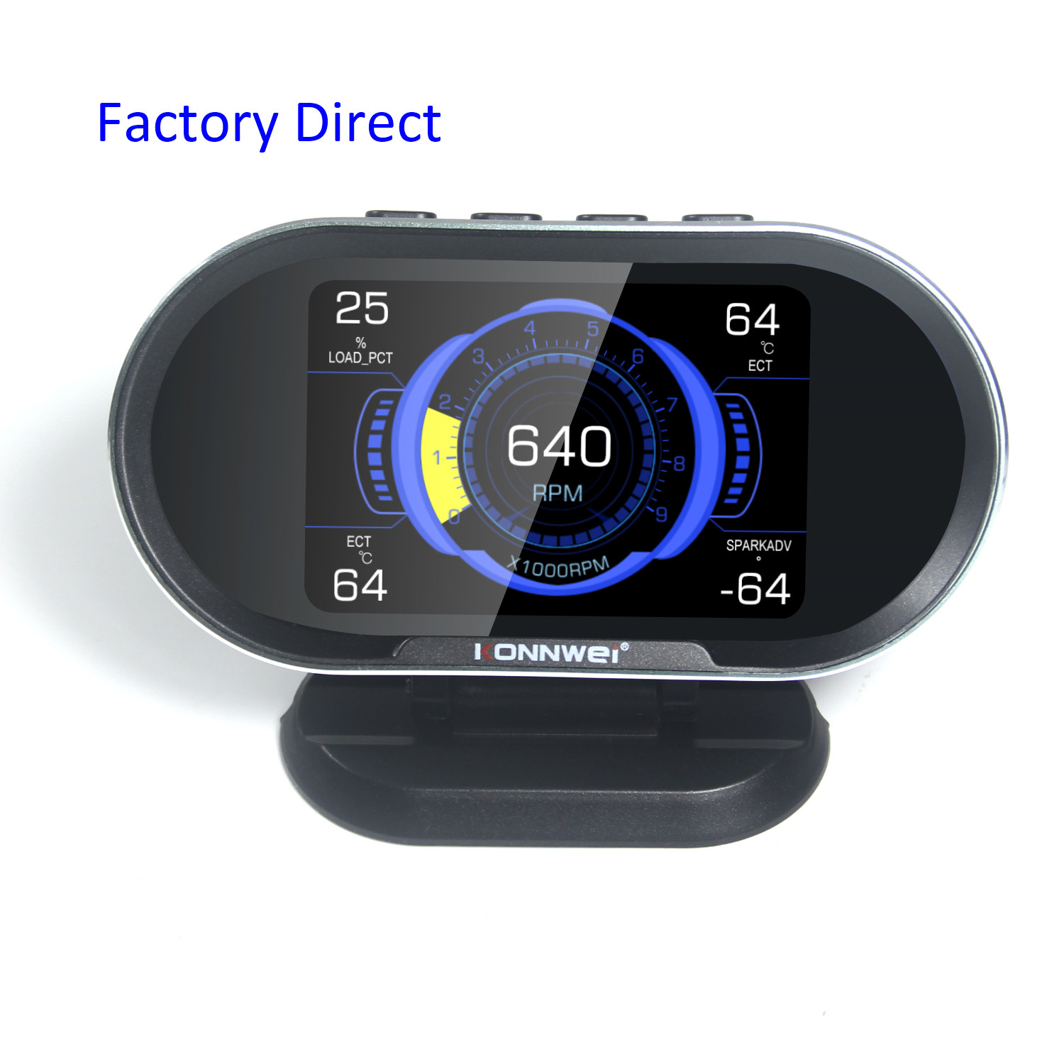 Цифровой датчик температуры и скорости OBD2 HUD Konnwei KW206