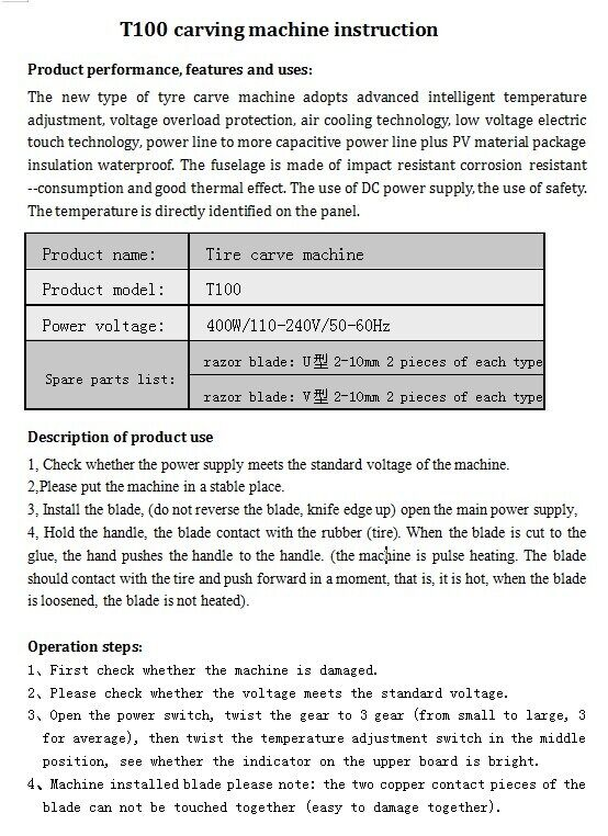 Tyre Regroover Truck Tire Groover W/20PCS Accessories Kit 350W 220V