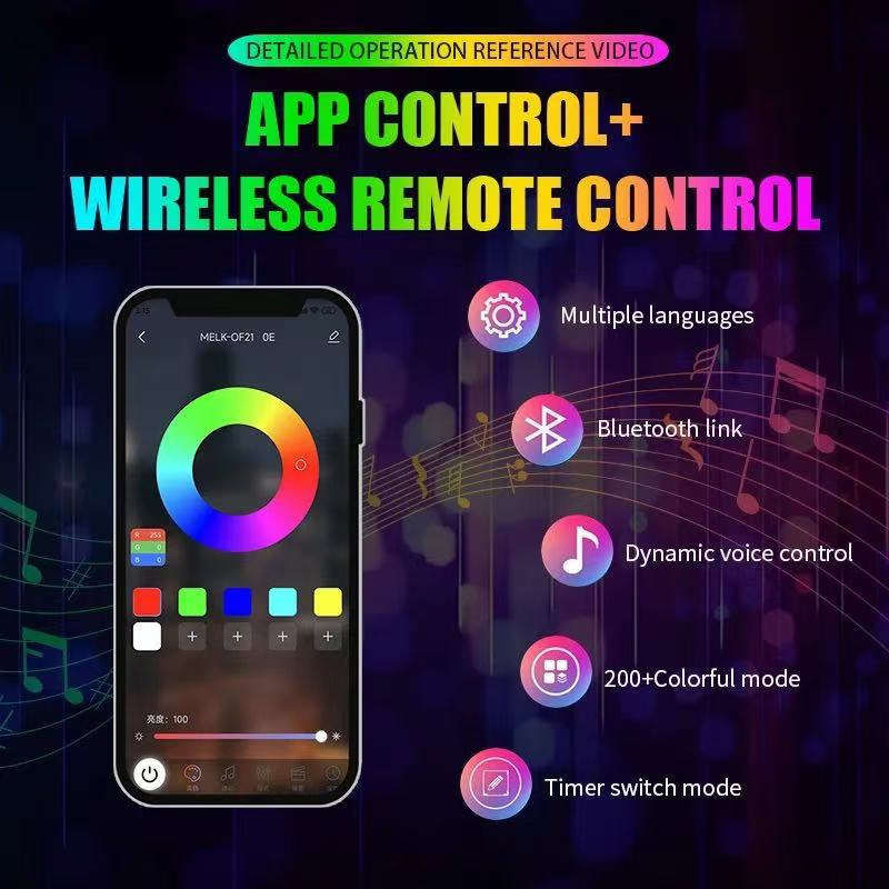 Multifunctional Bar Light 2 In1 APP RGB Changing LED Warning Strobe Light