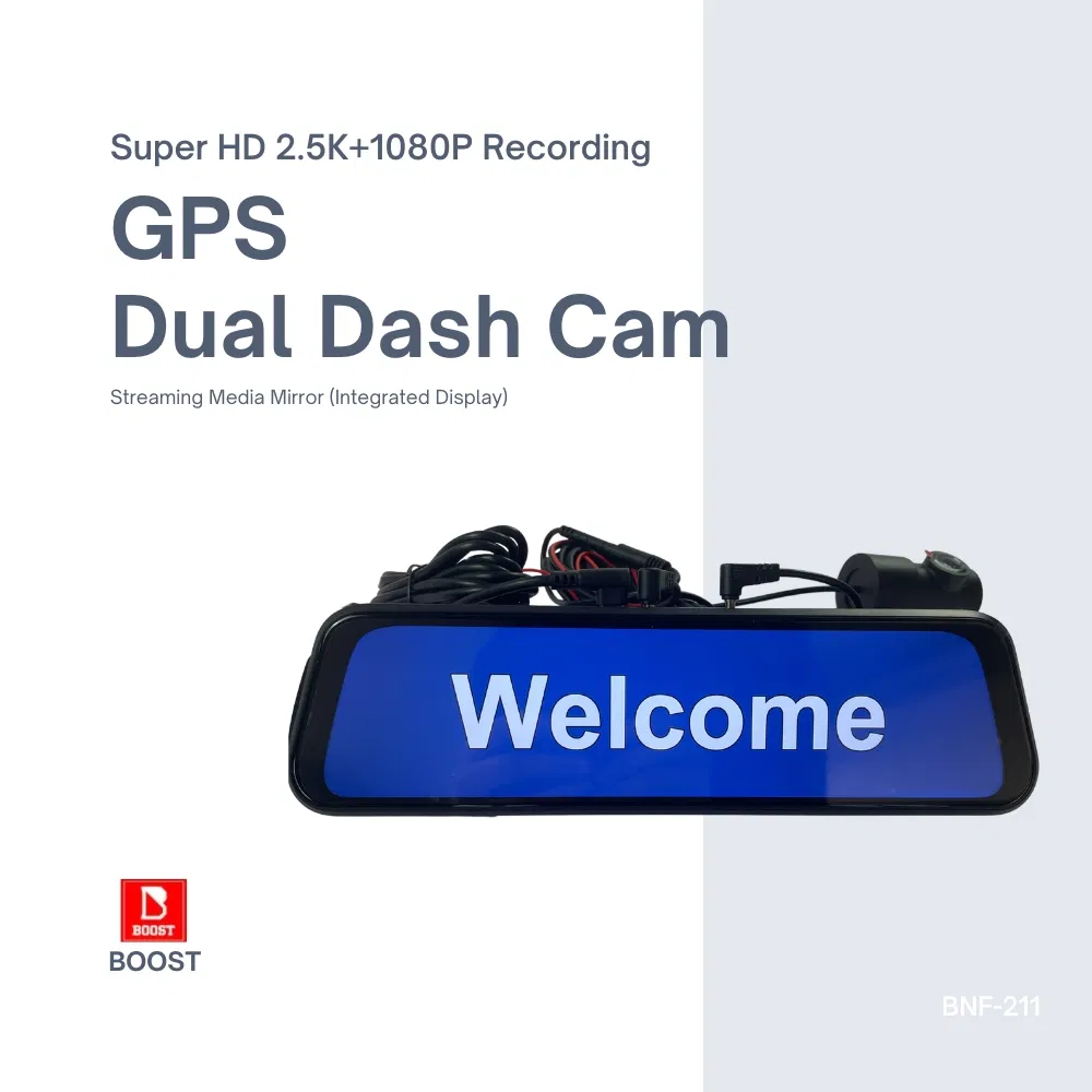 4K Dual Dash Cam with GPS Streaming Mirror Display