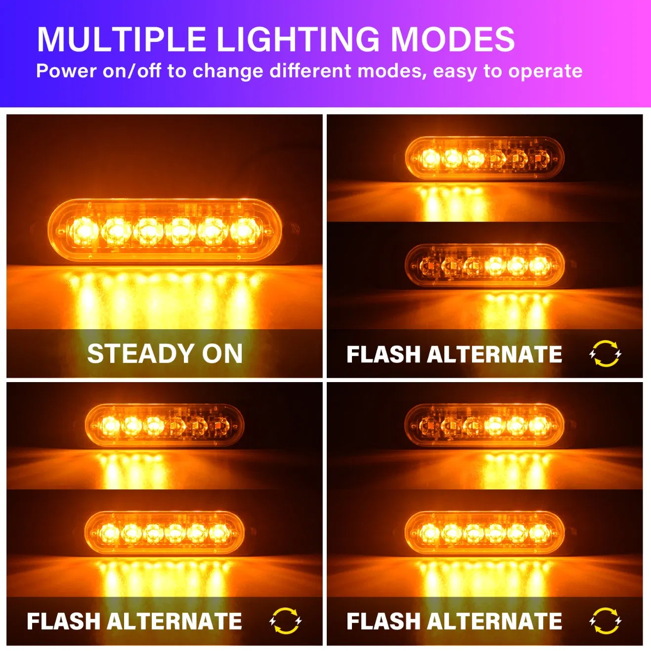 Желтая светодиодная мигалка 6LED, 12-24В, CE RoHS