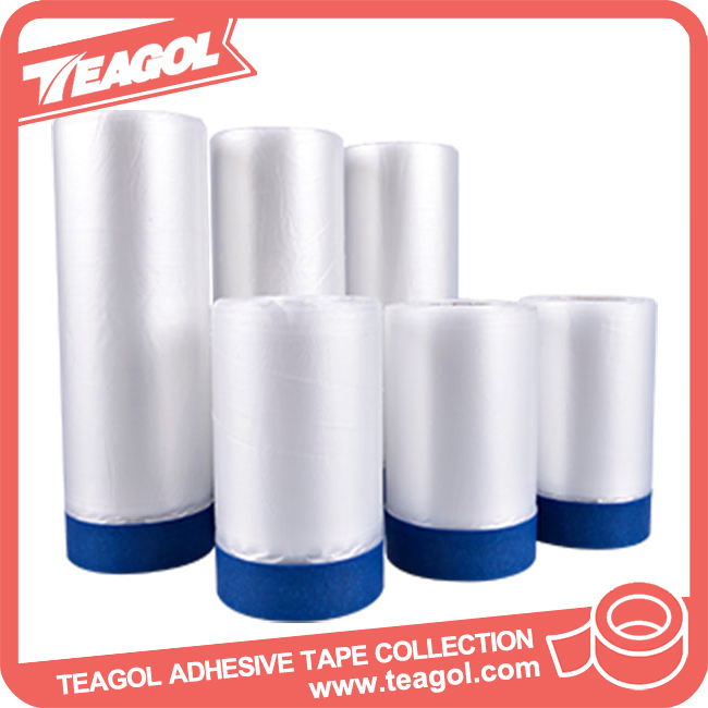 Pre Taped Masking Cover Film and Masking Paper Tape 2700mm/2100mm/1400mm/1100mm/550mm/300mm