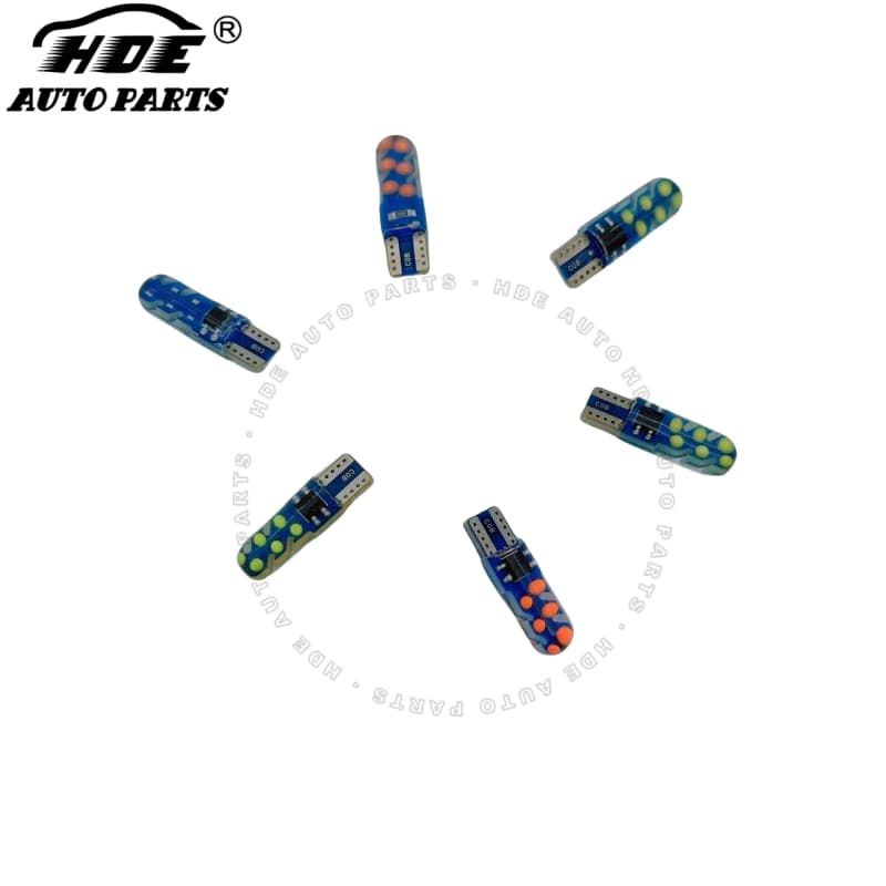 Светодиодная лампа T10 COB для авто, разноцветная