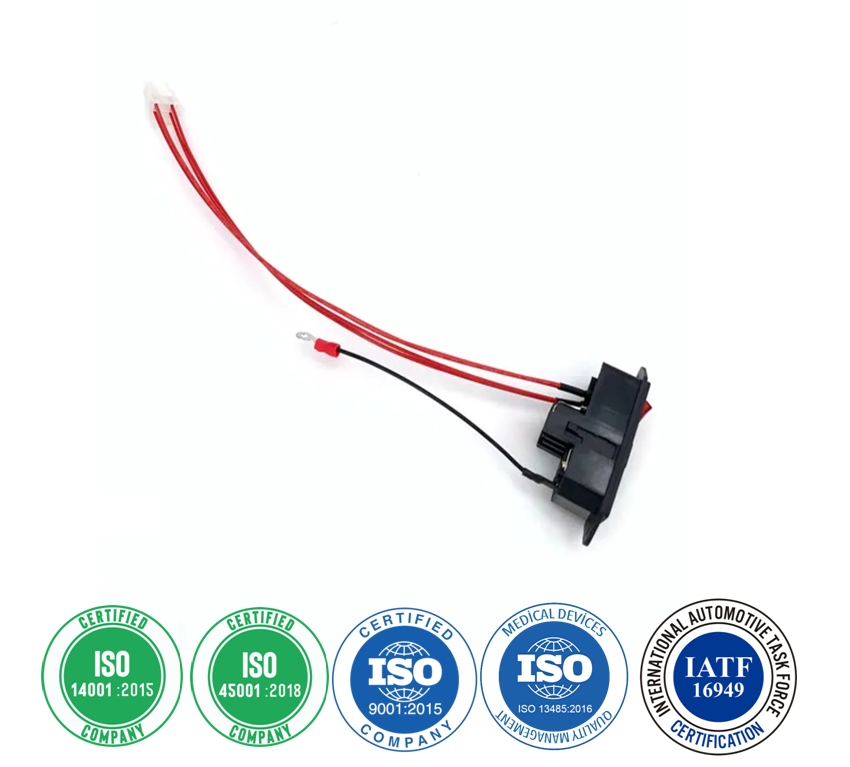 CE Certification IEC Appliance Inlet C14 15A Power Supply Wire Harness AC Inlet Socket Wire Harness