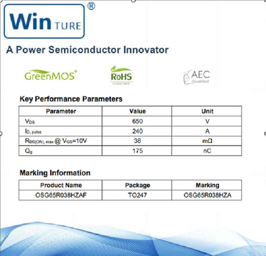 МОП-транзистор OSG65R038HZAF TO247, 650V, 38мОм