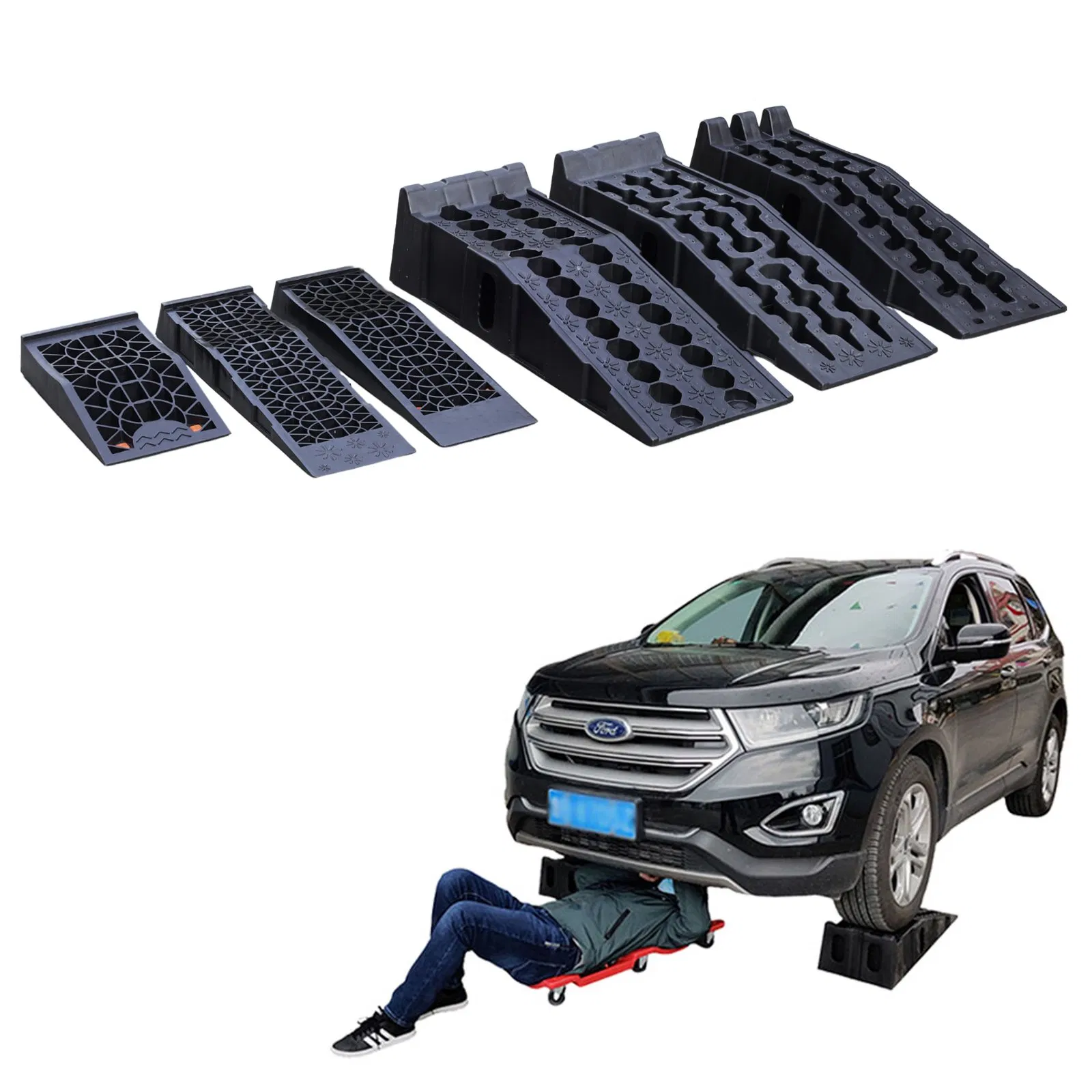 Plastic Stackable Car Parking Ramp for Vehicle Maintenance Repair Oil Change Ramp