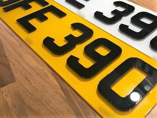 4D 3D Laser Cut Acrylic Double Thick Letters Front & Rear Red Car Number Plates