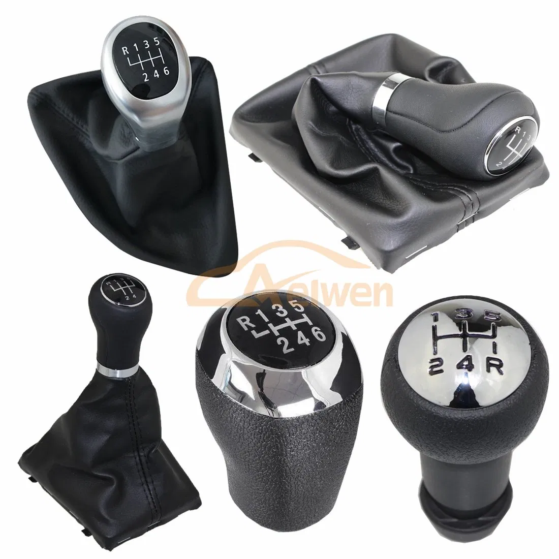 Aelwen Auto Parts Auto 5 Speed Leathe Car Gear Shift Knob Fit for Mercedes Benz W211 Fit for VW Polo Fit for BMW E30