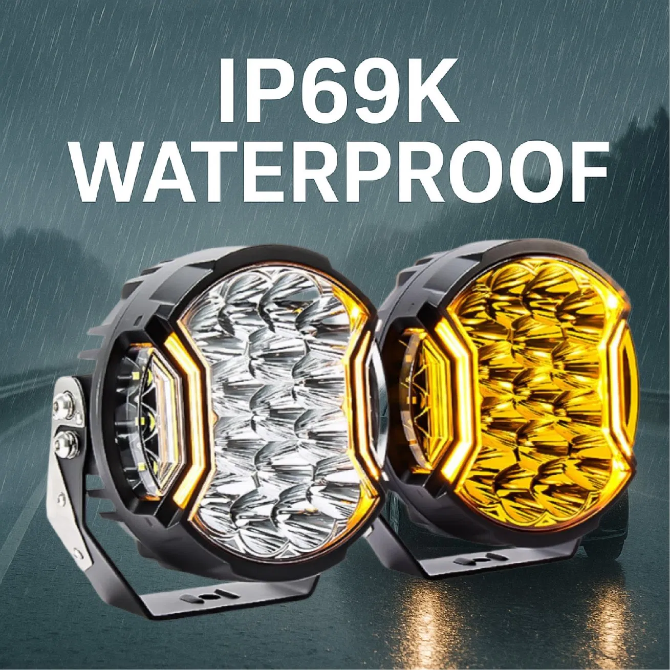 LED-фары 70W Euro Dual Color Amber для внедорожников