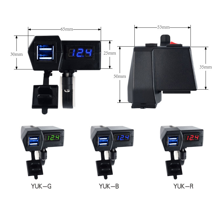 USB-зарядка для мотоцикла 12V/24V с индикатором напряжения
