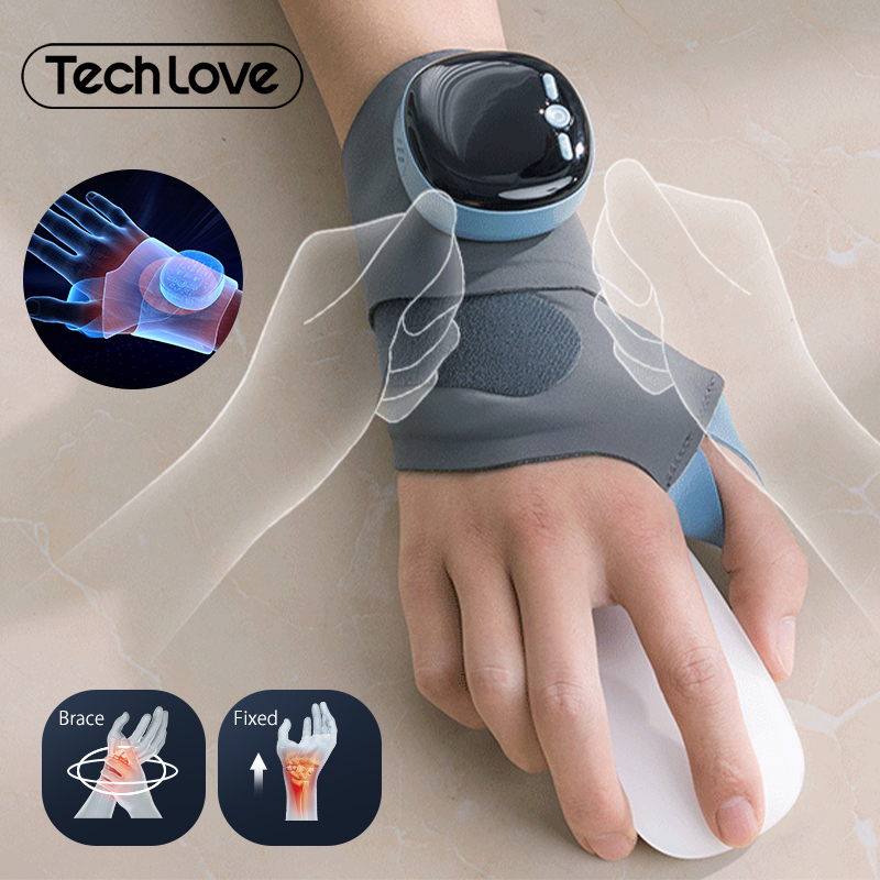 Tech Love: новейший дизайн нарукавных напульсников для тренажерного зала с горячим компрессом и электрическим массажем, фитнес-браслет для рук и большого пальца