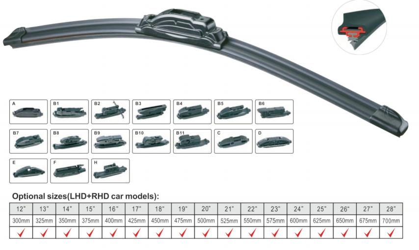 Multi-Functional Windshield Wipers Optional Size New Condition