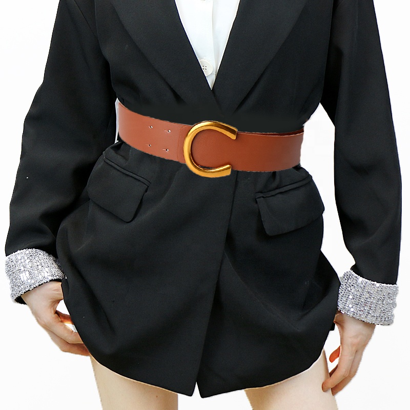 Fashion Apparel Accessories Alloy Letter Buckle Belt Ladies extra Wide Waist Seal