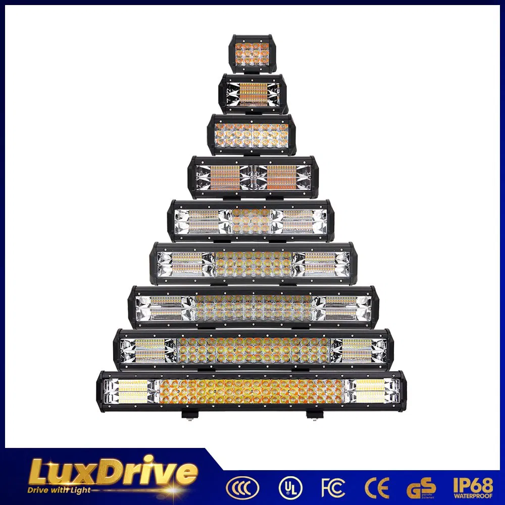 Car Light Triple Row 3030 LED Work Light Bar 4"5"7"9"22"32"42" Two-Color Strobe for Cars off-Road Trucks Auto Exterior Lighting Auto Lamp LED Work Lamp