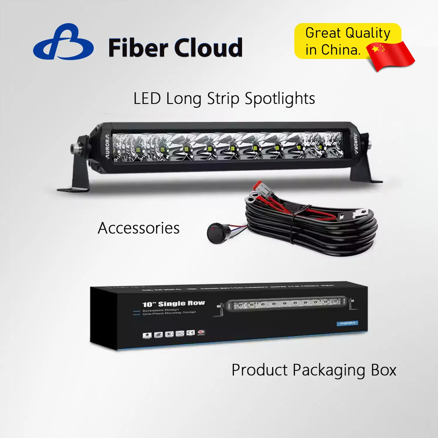 12V LED Car Spotlight Waterproof IP69K 10 Inch 50W Single Row Light