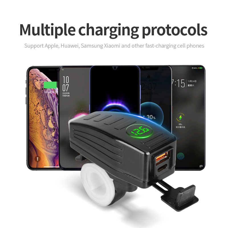 USB-розетка для мотоцикла с LED-дисплеем, 12V/24V