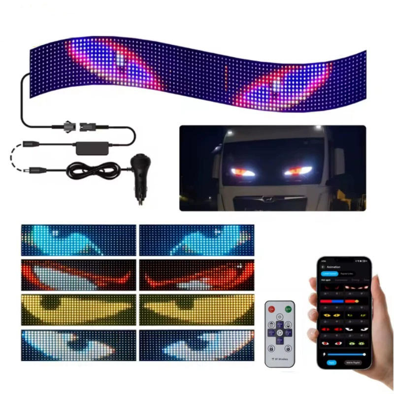 LED Flexible Screen Car Interior Light Truck Window Decorative Light Windshield Dynamic Eyes