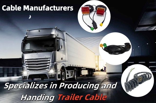 Truck Trailer Rear LED Tail Light Cable Harness Kit Cable with 7 Pins Plug