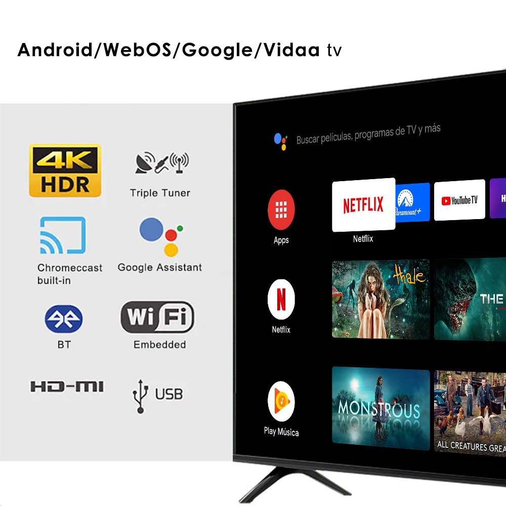Smart TV 32–75" LED с Android и Wi-Fi