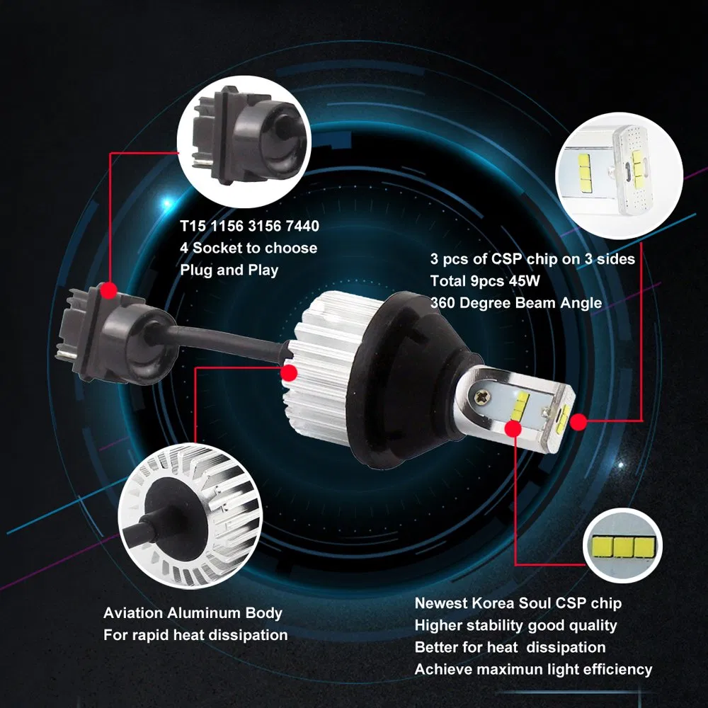 Светодиодная лампа 1156 для поворотников и заднего хода, 45W