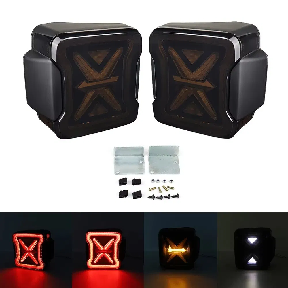 12V European Us Type Smoke Lens LED Tail Light for Jeep Wrangler Jl 2018+ DRL Turn Signal Rear Brake Reverse Lamps