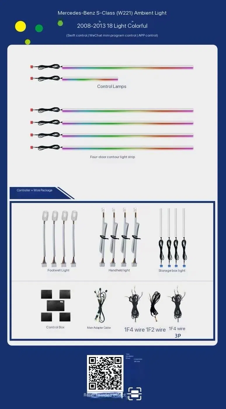Mercedes S-Class (W222) Ambient Light 2005-2013 18 Light Illusion (button control/WeChat mini program control/APP control)