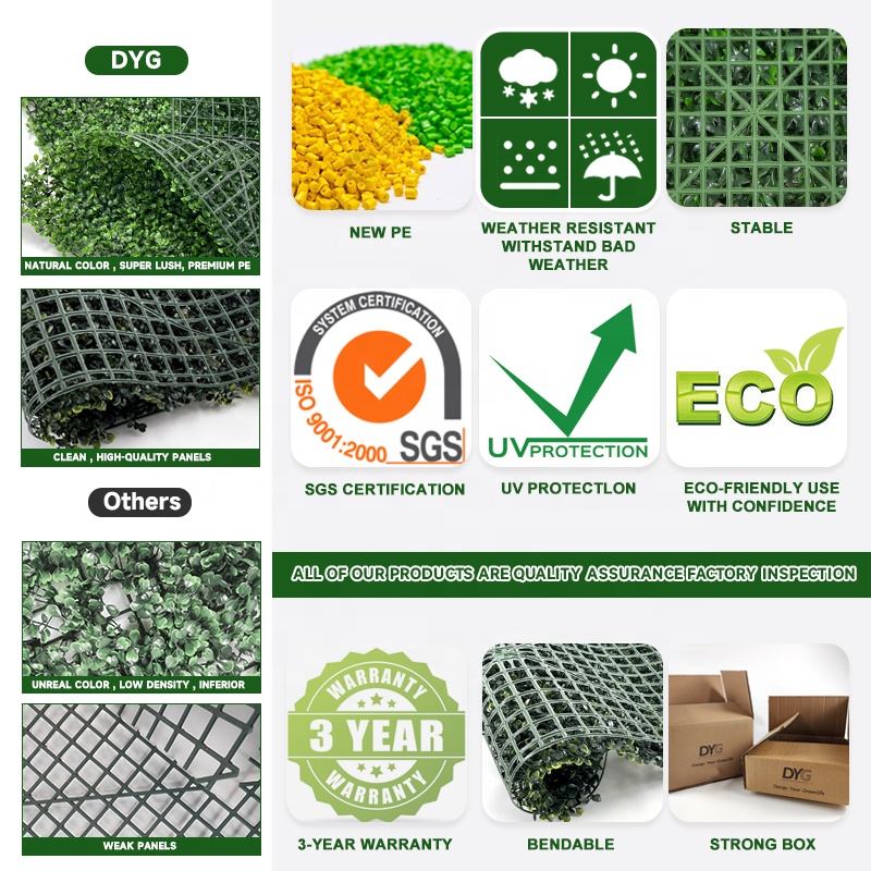 50x50 cm Home Garden Artificial Boxwood Hedge Panel, Green Grass Wall, Artificial Plant Wall