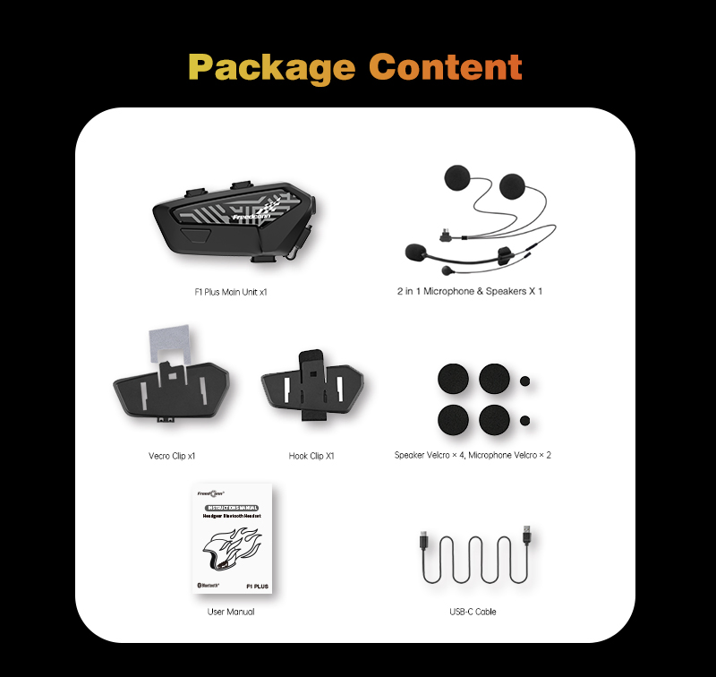 Мотоинтерком Freedconn F1plus Bluetooth для группы, IP67